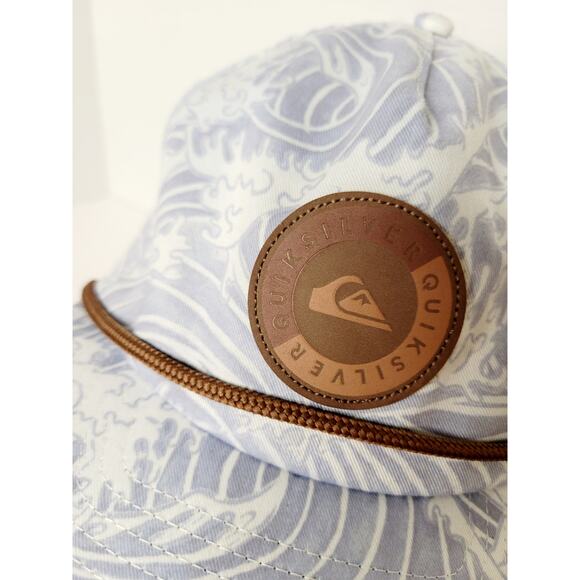 Quiksilver Hat Cap Blue White Wave Pattern Rope Detail Snapback OSFM Surf Skate - Picture 3 of 7